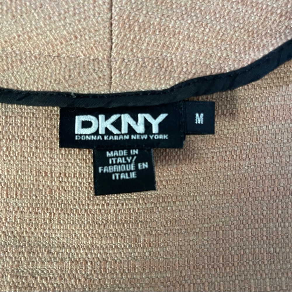 Vintage 90s DKNY Donna Karan Made In Italy Linen Blend Zip Jacket Beige Medium - Picture 7 of 10